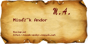 Misák Andor névjegykártya